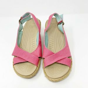 Crocs Pink Espadrille A-Leigh Wedges Slingback